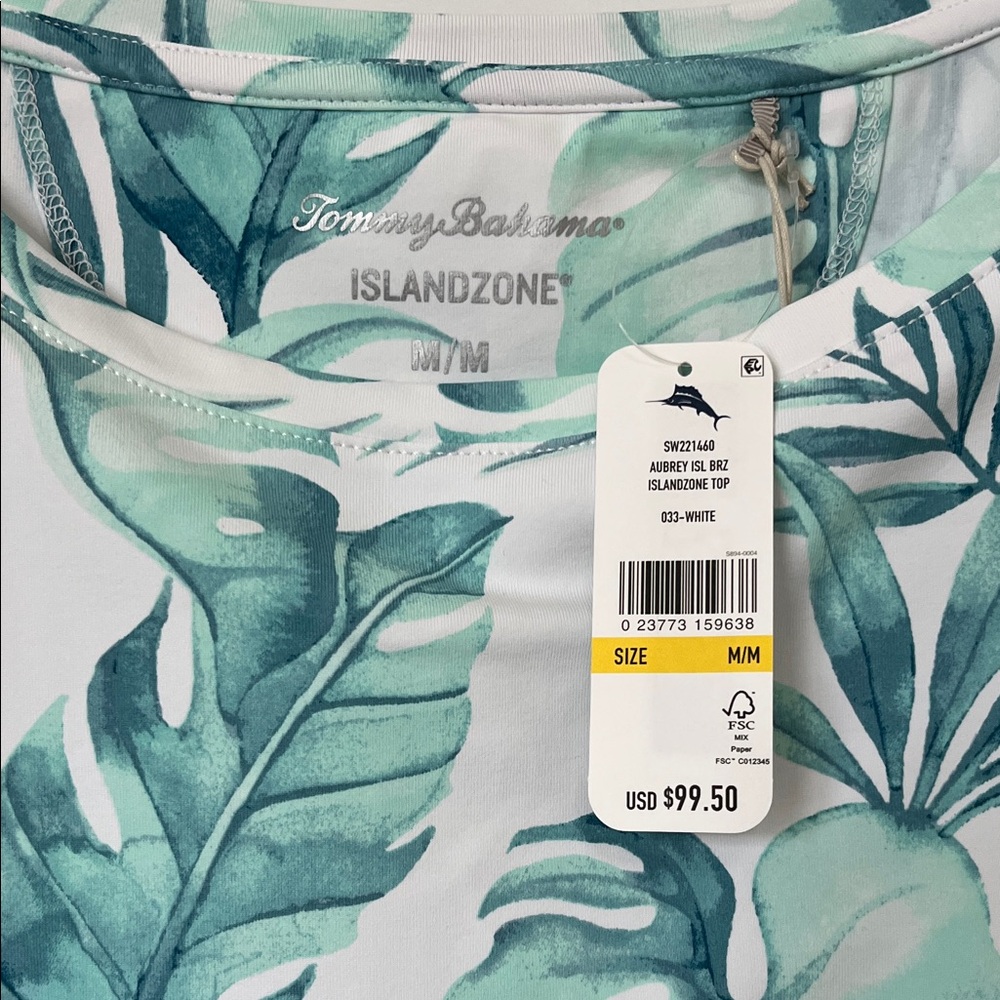 Tommy Bahama Green Leaf Print Long Sleeve Top - Picture 2 of 4